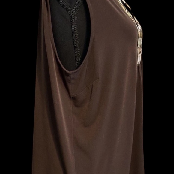 Michael Kors Dark Brown Blouse with Patterned Accent - Picture 2 of 5